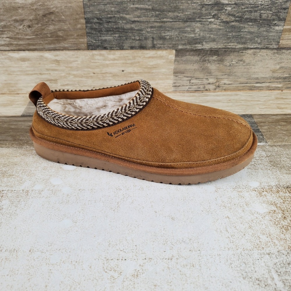 Koolaburra by UGG Burree Mens Slippers Sz 9 Chestnut Suede Slip-On Fleece Lined